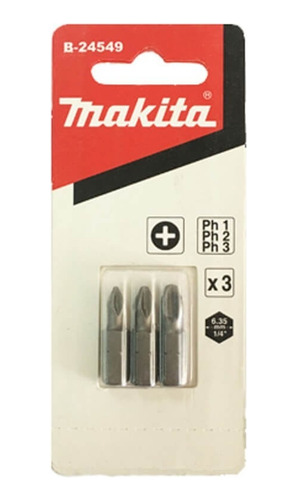 Set Punta Phillips Ph1, Ph2 Y Ph3 X 25mm Makita B-24549