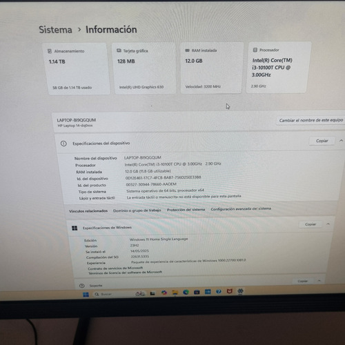 Lenovo Aio 1tb 256ssd 12gb Ram Ic3 Decima Generacion Negro (Usado)