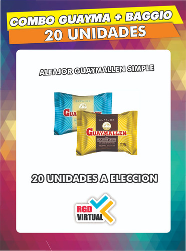 Combo De 20 Alfajores Guaymallén + 20 Jugos Baggio X 125 Ml