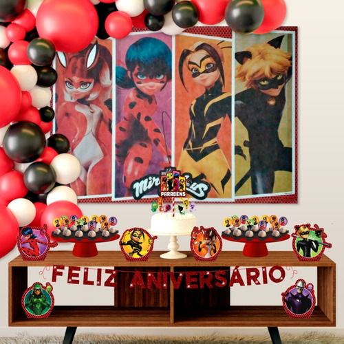 Imagem 1 de 10 de Kit Festa Fácil Ladybug - Miraculous - Decoração Aniversário
