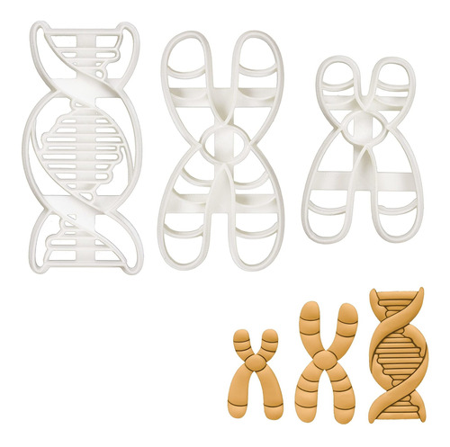 Juego 3 Cortador Galleta Tematica Adn Diseño Cromosoma