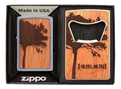 Mechero Zippo Woodchuck 49066 A Prueba De Viento Con Abrebot