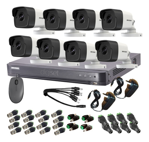 Kit Seguridad Hikvision Dvr 8ch + 8 Camara Turbo Hd Exterior