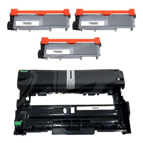 Kit 3 Toner Tn660 Y Tambor Dr630 Brother 2520 2540 2300 2700