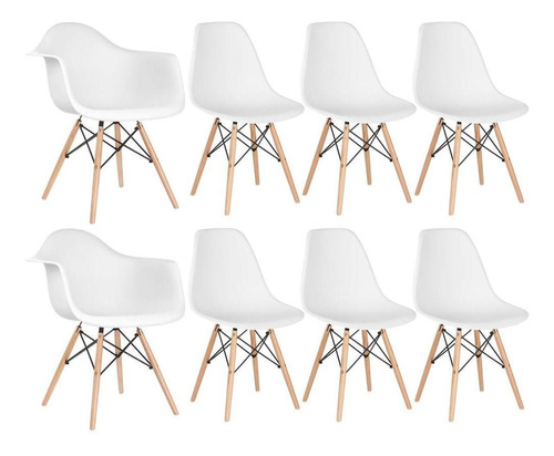 Kit Cadeiras  Eames Wood   2 Daw E 6 Dsw  Varias Cores Cor Da Estrutura Da Cadeira Branco