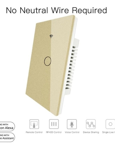Imagen 4 de 5 de Interruptor De Pared Tuya Smart Wifi Simple 1ch Alexa Google