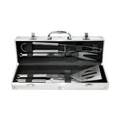 Imagem 5 de 6 de Kit Churrasco 4pcs Inox + Maleta Casita