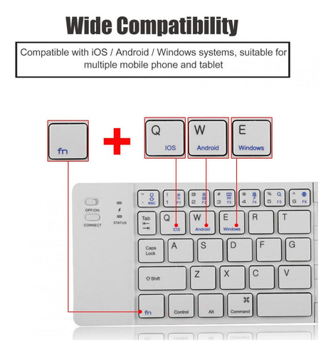 Teclado Bluetooth Inalámbrico Plegable Magnético Portátil Pa