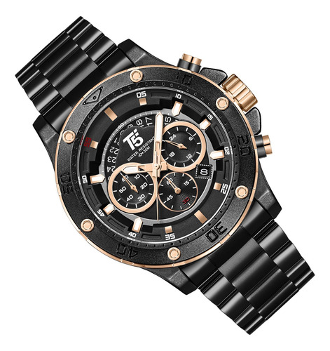 Reloj T5 Para Hombre De Acero Con Cronógrafo Modelo H3783-b