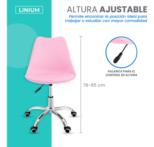 Silla Oficina Salon Estetica Escritorio Tulip Sala Junta 2pz Rosa Acolchonado Tapizado Vinipiel