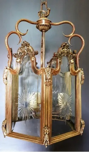 Antiguo Farol Enorme De Bronce 6 Caras 3 Luces Año 1930 (Usado)