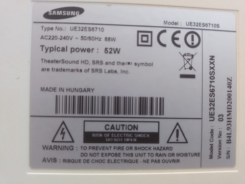 Tvsmart Samsung3d Series6 Ue32es6710s Bivolt Tela C/ Defeito (Usado)