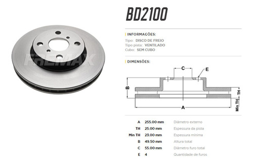 Kit Disco Freio Dianteiro / Traseiro Toyota Corolla. Fielder