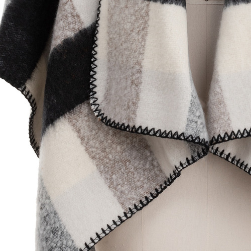 Imagen 7 de 10 de Poncho Capa Chal Cuadros Lana Suave Tartan Multicolor.