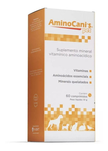 Suplemento  Aminocanis Pet 60 Comprimidos -cães -avert  