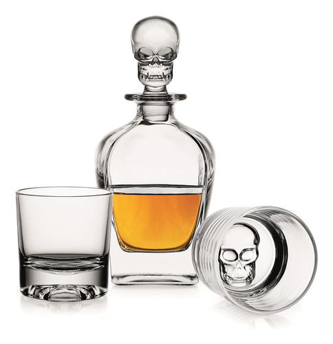 Godinger Skull Whiskey Decanter Y Old Fashioned Whiskey Glas