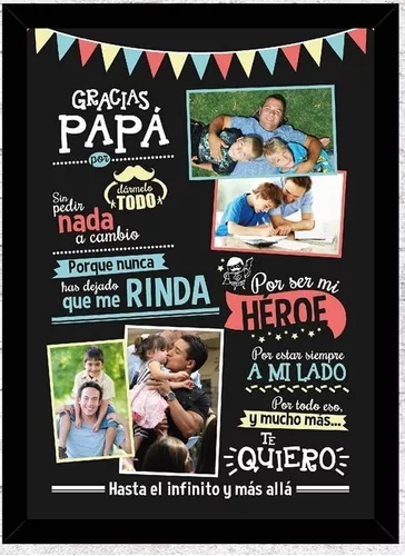 Imprimimos tus recuerdos para regalar a papá. Cuadros personalizados de  1x1M a $800. Hacemos envíos a toda la República.