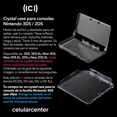 Protector Crystal Case 3ds | 2ds | New 3ds Xl | New 2ds Xl | 3ds Xl | New 3ds | Envio Gratis Cover Carcasa Cristal Funda