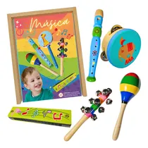 Comprar Kit Instrumentos Musicales En Caja Madera Didacticos Niños