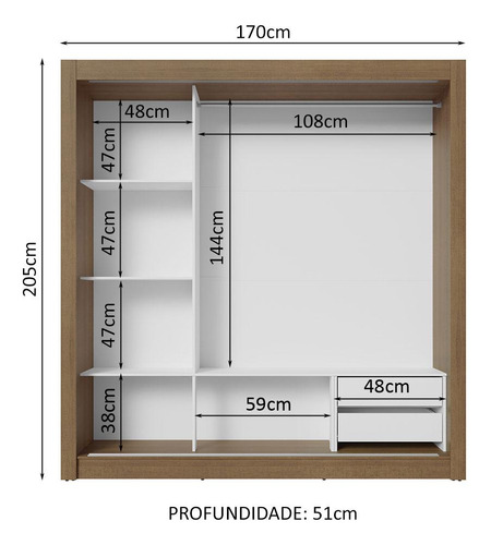 Guarda-roupa Casal 3 Portas De Correr Sublime Madesa R Cor Rustic