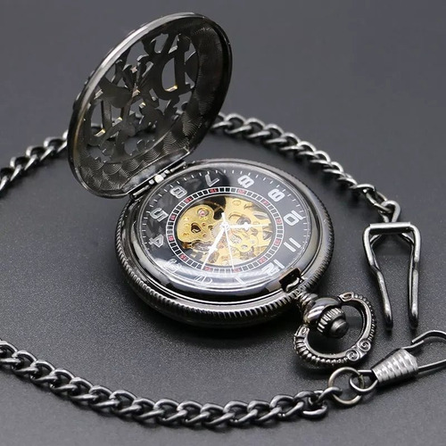 Reloj De Bolsillo Dad A Cuerda Maquinaria Expuesta