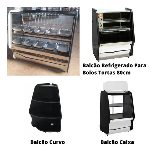 Kit Balcao Estufa 1,25m Refrigerado 80cm Curvo E Caixa 220V