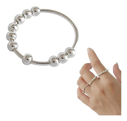 Anillo Giratorio De Plata Para Aliviar El Estrés, Antiestrés