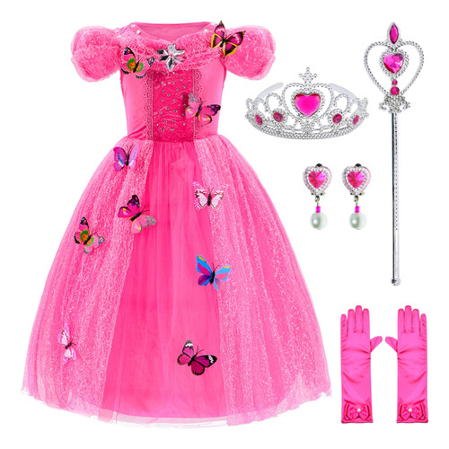 Disfraz De Princesa Con Accesorios De Lujo, 5-6 Años (rojo.