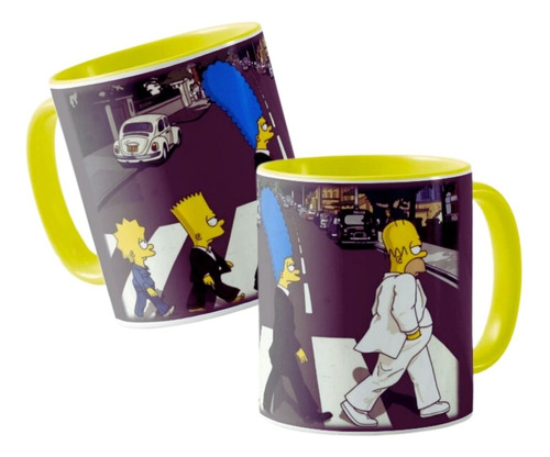 Mug Los Simpson Parodia A  The Beatles Taza Ceramica 11 Onz