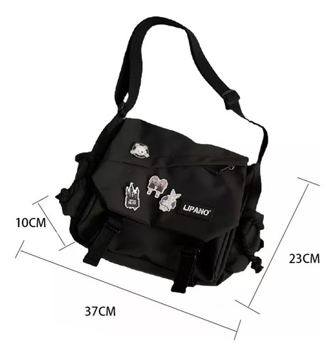 Mochila Bandolera Dabeh, Mochila Grande Y Adorable Con Estilo Estético, Mochila Casual Para Viajes, Mochila Mojilas, Color Negro (no Incluye Insignias).