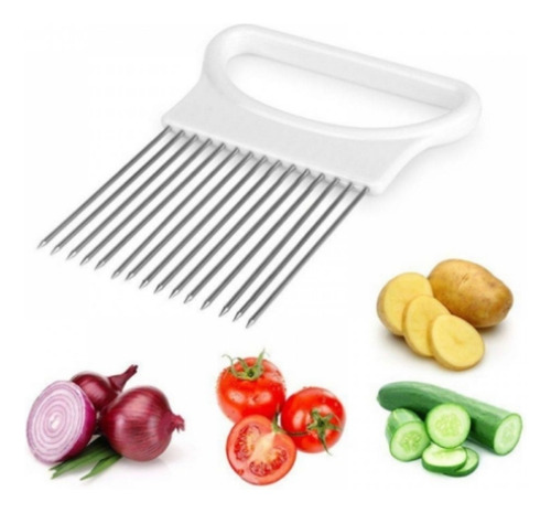 Garfo Suporte Fatiador Legumes Cebola Tomate Frutas