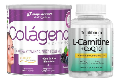 Colágeno Hidrolisado Verisol + L-carnitina C/ Coenzima Q10 Sabor Frutas Vermelhas