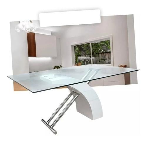 Mesa Victory Vidrio Pata Madera Blanca/cromo 1,60x0,90m Cuot