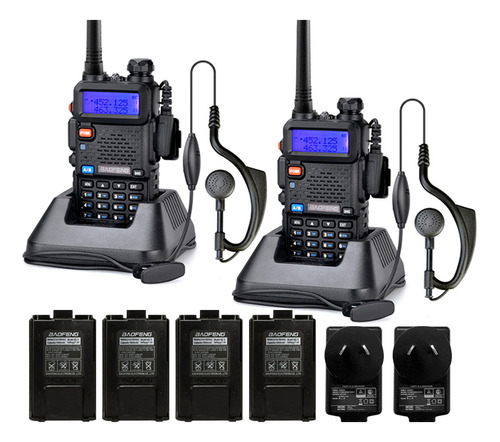 Kit Handy Baofeng Uv5r Bi Banda Recargable Uhf Vhf Handie Bandas de frecuencia VHF/UHF Color Negro