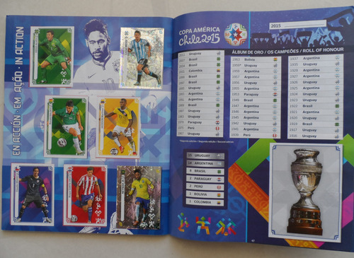 Álbum Figurinhas Copa América 2015 E Box Caixa Premium - Panini Completo Colado Capa Mole (Usado)