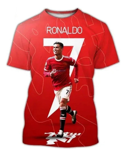 Camiseta De Manga Curta Com Estampa 3d De Cristiano Ronaldo