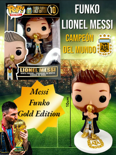 Imagen 2 de 2 de Funko Pop Messi Gold Edicion 3 Estrellas Campeon Qatar