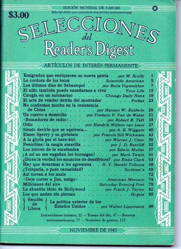 Selecciones Del Reader´s Digest Nº36 Noviembre 1943
