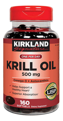 Kirkland Krill Oil 500mg Aceite De Krill 160 Softgels