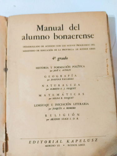 Manual Del Alumno Bonaerense 1952 Kapelusz