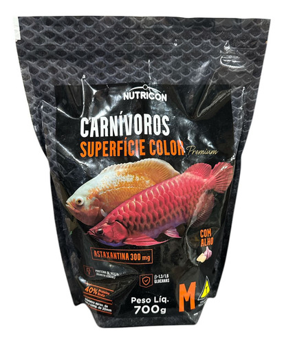 Ração Nutricon Carnivoros Superfície Color M 700gr Com Alho