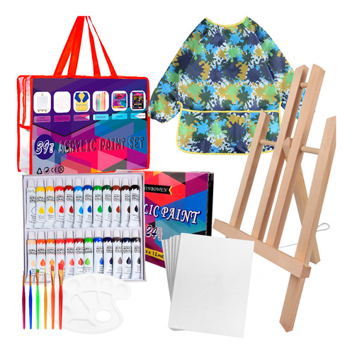 Set Arte Infantil 39pcs Caballete Pinceles Pinturas - El Rey