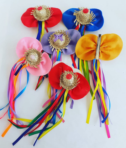 2 Presilhas Enfeite Cabelo Mini Chapéu Festa Junina São João