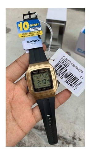 Reloj Hombre Casio F-201wam-9a Dorado Digital / Lhua Store