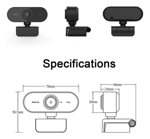 Cámara Web Usb2.0 1080p Fhd Con Micrófono Para Pc/portátil