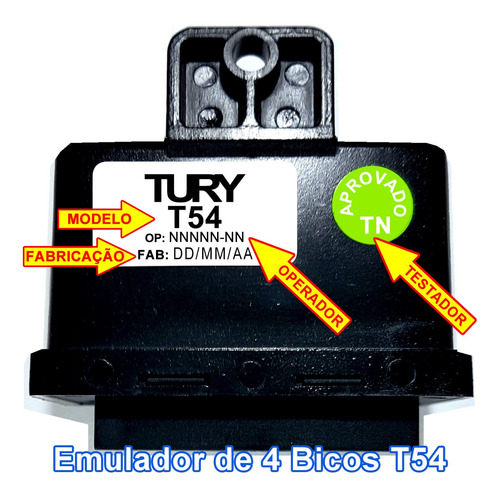T54a Emulador De 4 Bicos Injetores Tury Gas P/ Gnv Flex