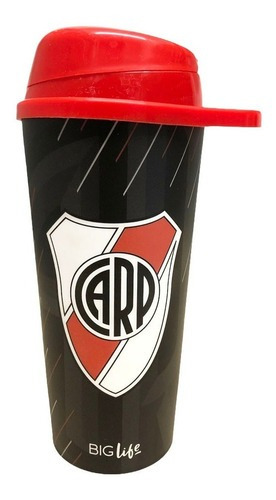 Ppr Vaso Con Tapa Móvil River Plate Color Rojo