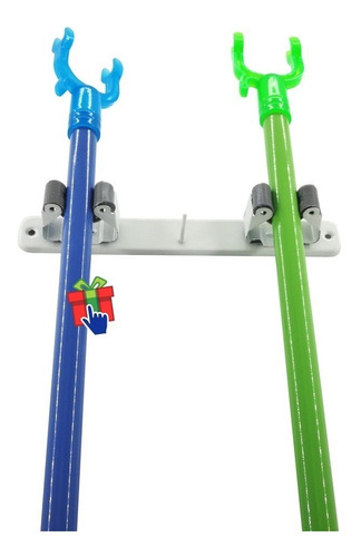 Imagen 6 de 7 de Set X 3 Soporte Organizador Metal Sujeta 6 Escobas Pared