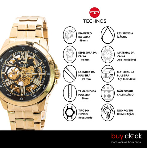 Relógio Masculino Technos Automático Original G3265an/1k