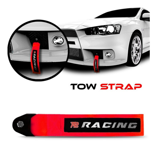 Tow Strap Hook Cinta Reboque Engate Parafusado Vermelho